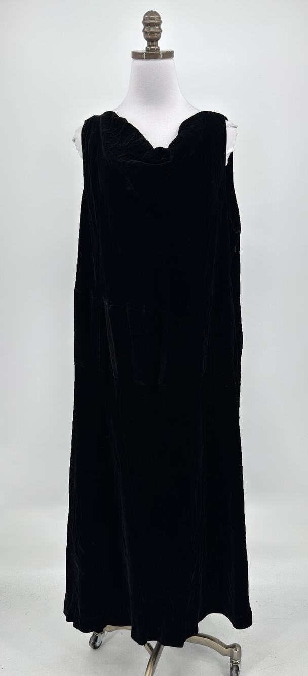 Bloomingdale's Vintage Black Silk Blend Sleeveless Velvet Maxi Dress Sz 22W
